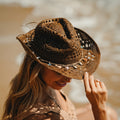 Honey Bae — embellished straw festival hat with shell details by Satori Collection